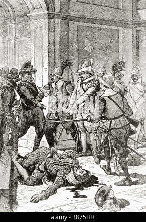 L uccisione di Francisco Pizarro, il conquistador spagnolo, c.1471/6 - 1541 Foto Stock