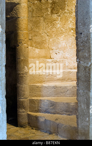 Camera interna scale del Castello di Kolossi a Cipro del Sud Foto Stock