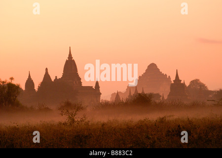 Pagode e stupa di Bagan (pagano) all'alba, Myanmar (Birmania) Foto Stock