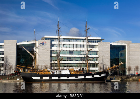 Jeanie Johnston tre masted barca a vela, a Dublino, Irlanda Foto Stock