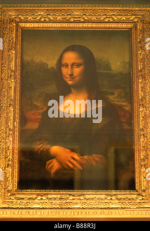 Mona Lisa di Leonardo da Vinci in Gran Galleria del Museo del Louvre a Parigi Foto Stock