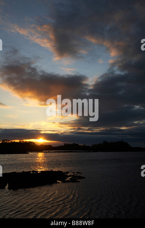 Tramonto a Elizabeth Bay, Isabela Island, Galapagos, Ecuador nel mese di settembre Foto Stock