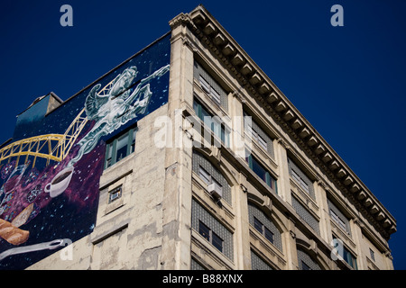 Il murale sul lato dell'edificio, Strip District, Pittsburgh Foto Stock