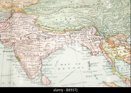 L'annata 1907 Copyright scaduto Mappa di Europa e Asia Foto Stock