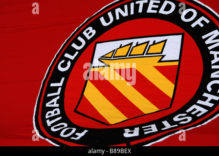 Un grande FC Regno di Manchester sostenitori bandiera Foto Stock