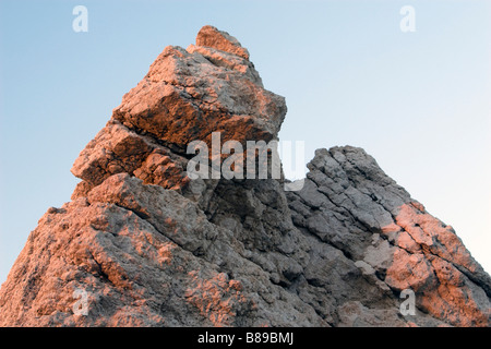 Petra tou Romiou Aphrodite birhplace rock, vista al tramonto. Cipro del Sud Foto Stock