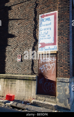 Retro di un magazzino in Strip District Pittsburgh Pennsylvania Foto Stock