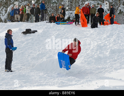 Divertimento sulla neve il Glenmore Prati Aviemore Highland scozzesi SCO 2145 Foto Stock