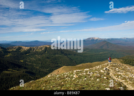 Maschio singolo backpacker su bowen gulch baker gulch sentiero sulla Continental Divide in estate mai deserto colorado Foto Stock