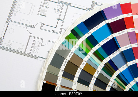 Una foto di stampe blu home piani Foto Stock