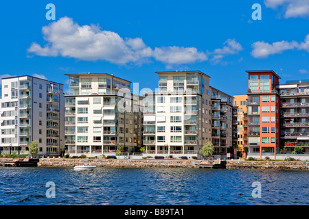 Svezia Stoccolma Hammarby Sjöstad nuovo alloggiamento sviluppato Foto Stock