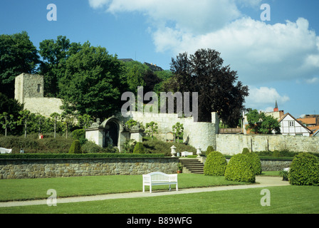 Giardino del castello di piccole dimensioni (Kleines Schloss), Blankenburg, Ostharz, Germania Foto Stock