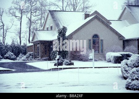 ' Townhouse nella neve " Foto Stock