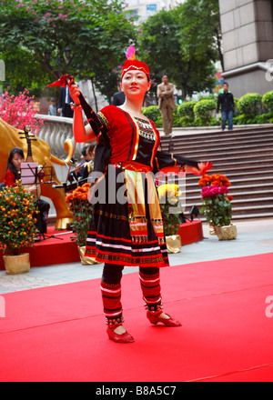 Parte delle attività culturali per celebrare il nuovo anno lunare nel centro di Hong Kong. Foto Stock