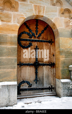 Porta al Castello di Neuschwanstein Baviera Germania Foto Stock