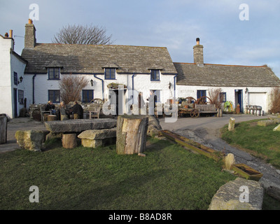 La squadra e compasso village pub in Worth Matravers sull'Isola di Purbeck, Dorset, England, Regno Unito Foto Stock