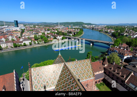 Antenna di shot Wettsteinbrücke ponte Wettstein Basilea il Cantone di Basilea città svizzera Foto Stock