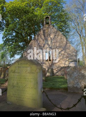 William Burns lapide funeraria e rovine di Auld Kirk Alloway village, Ayr, Ayrshire, regione di Strathclyde, Scozia, Regno Unito. Foto Stock