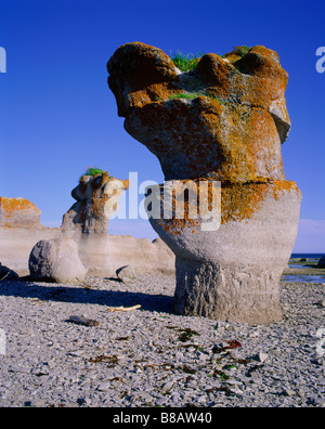 Monolito Isola di cava, arcipelago di Mingan parco nazionale, regione di Duplessis, Québec Foto Stock