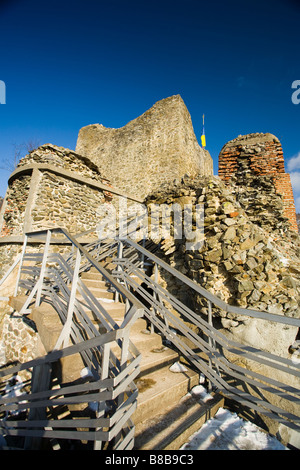 Paesaggio con rovine della fortezza Draculas in Poienari, Romania Foto Stock