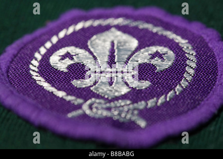 Chiusura del cub scout badge sulla maglia verde Foto Stock