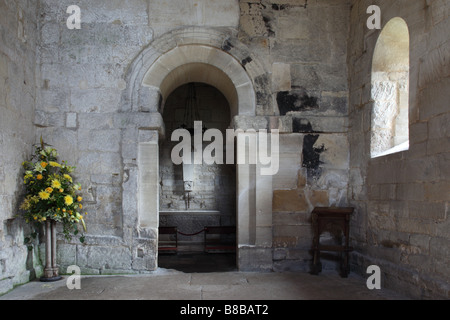 All'interno della Chiesa anglosassone di St Laurence, Bradford on Avon, Wiltshire, Inghilterra, Regno Unito Foto Stock
