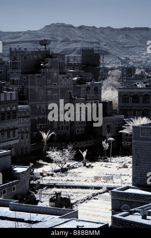 Infrarosso del Sanaa città vecchia, Yemen Foto Stock