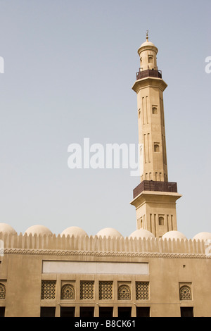 Dubai, UAE, minareto della Grande Moschea nel Bur Dubai Foto Stock