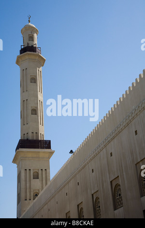 I UAE Dubai, la Grande Moschea e minareto a Bur Dubai Foto Stock