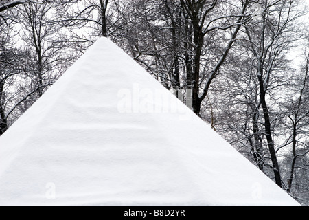 La piramide di neve su albero sfrondato silhouette. Foto Stock