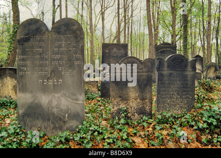 Cimitero ebraico a Schoenhauser Allee nel quartiere Prenzlauer Berg di Berlino Germania Foto Stock