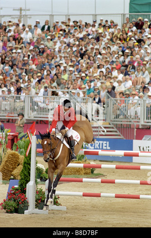 Equestre canadese membro del Team 1999 Pan Am Giochi, Winnipeg, Manitoba Foto Stock