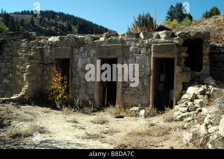 Stati Uniti d'America, Idaho, Silver City, città fantasma nelle montagne Owyhee, la vecchia prigione di casa Foto Stock