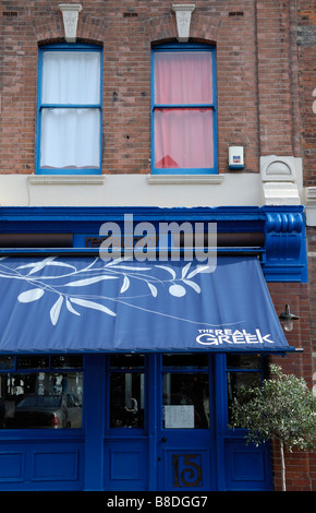 Il vero ristorante greco e Mezedopolio nel mercato Hoxton Shoreditch Londra Foto Stock