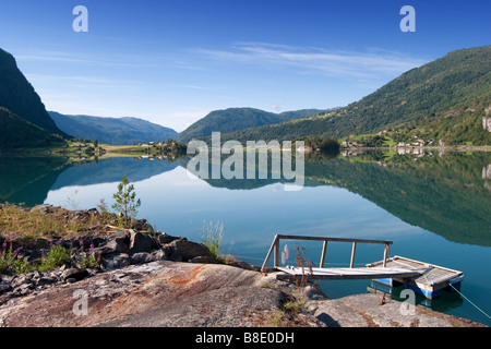 Panorama di Sognefjord vicino a Balestrand, Norvegia Foto Stock