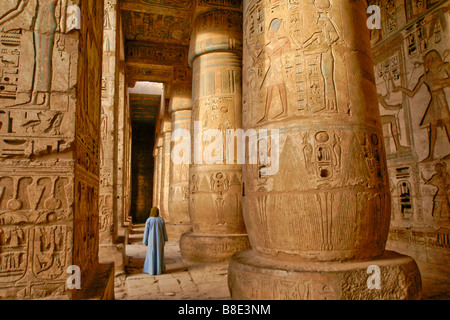 Colonnato al Medinat Habu, West Bank, Luxor, Egitto Foto Stock