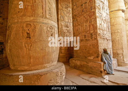 Colonnato al Medinat Habu, West Bank, Luxor, Egitto Foto Stock