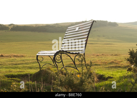 Ferro battuto banco commemorativo su Cleeve Hill Foto Stock