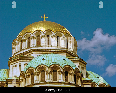 Cupole del Alexander Nevsky Memorial chiesa cattedrale di Sofia, Bulgaria Foto Stock