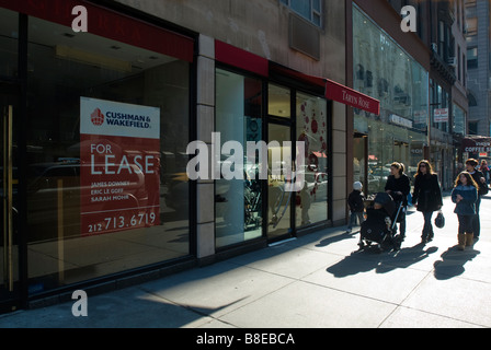Agli acquirenti di passare da un negozio chiuso su Madison Avenue a New York domenica 8 febbraio 2009 Richard B Levine Foto Stock