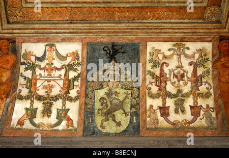 Stemma nella parte interna della Svizzera portale Gate, il Palazzo Imperiale Hofburg di Vienna, Austria Foto Stock