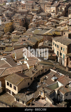 Tetti visto dalla Torre del Mangia a Siena, Toscana, Italia Foto Stock