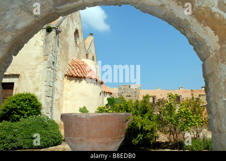 Il monastero di Arkadia sull isola di Creta nel Mare Mediterraneo. Foto Stock