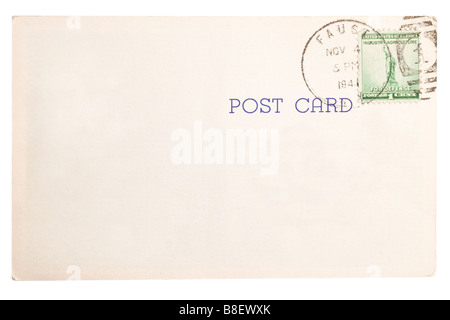 Vintage ingiallito cartolina con timbro postale timbro Foto Stock