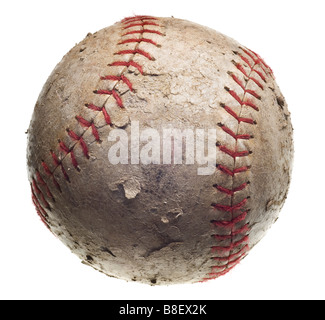 Con impunture rosse baseball isolati su sfondo bianco Foto Stock