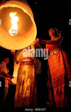 Thailandia, lanterne, Kom loy, Loy Krathong, carnevale Foto Stock