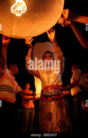 Thailandia, lanterne, Kom loy, Loy Krathong, carnevale Foto Stock