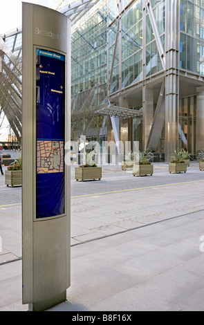 Primrose Street segno di fronte 201 Bishopsgate Foto Stock