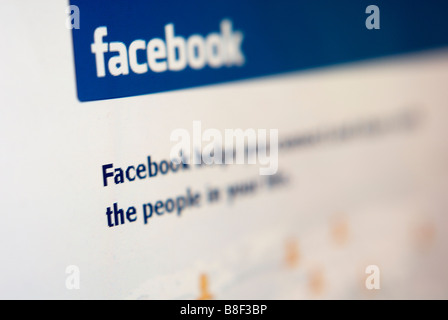 Facebook social sito web comunità schermo lcd Foto Stock