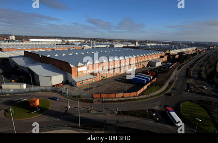 Esterno e vista complessiva di Castle Bromwich impianti e opere della Jaguar auto aziendale nel West Midlands Foto Stock